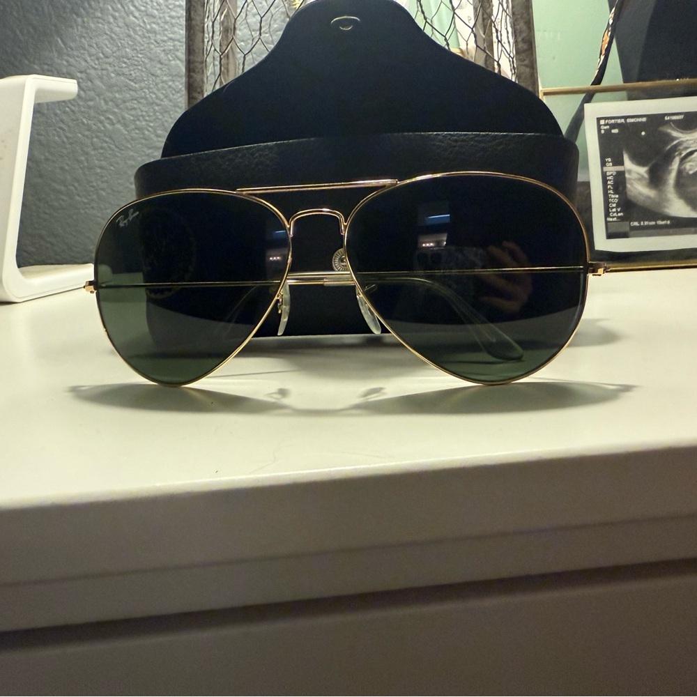 Ray-Ban Gold and Black Aviator Sunglasses